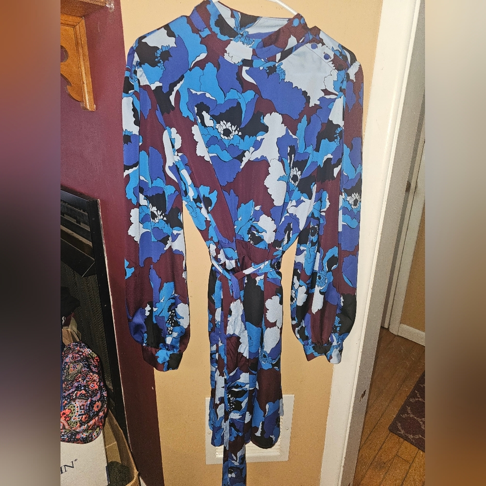 Who What Wear Floral High-Neck Long Sleeve Dress – Size X Large Peony Passion